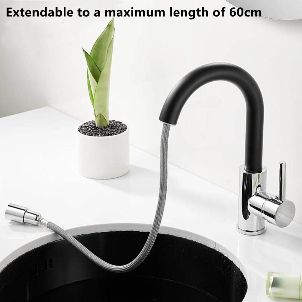 Robinet de Cuisine avec Douchette Extractible Mitigeur Cuisine Acier Inoxydable 2 Modes de Pulvérisation Robinetterie Evier de Cuisine Pivotant à 360°,Noir