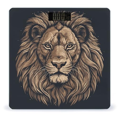 Báscula digital para baño Cartoon Lion en vidrio templado miniatura 1
