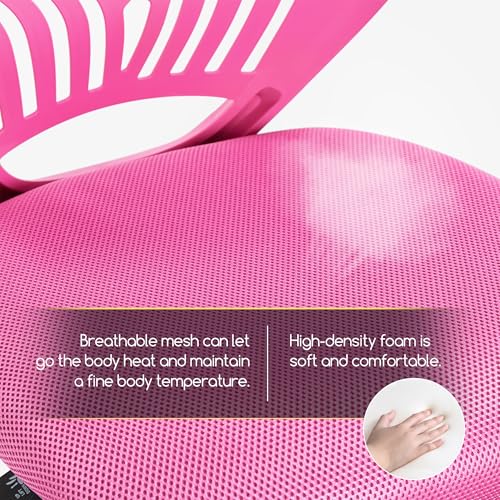 Sedia Ufficio Scrivania Senza Braccioli Girevole a Rotelle Ergonomica Portata 136 kg in Rete Traspirante Altezza Regolabile Rosa - Sedia gaming - Immagine 5
