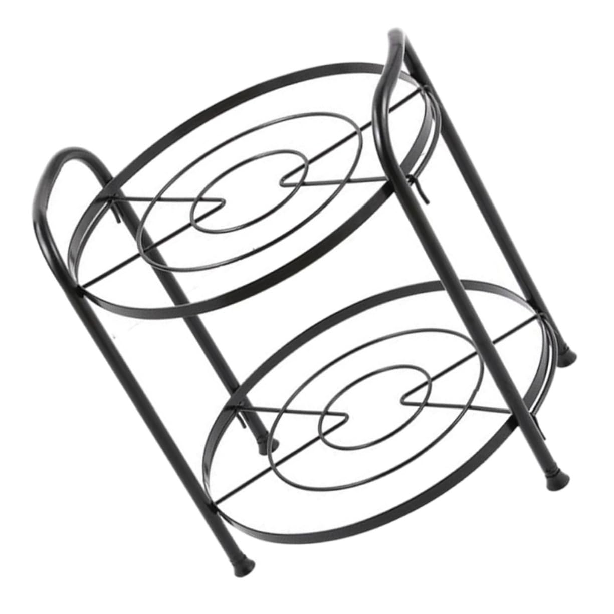 Unomor 1Pc Two Layer Kitchen Storage Rack Multipurpose Pot Holder Detachable Shelf Leg Pads Space Saving Cooking Organizer for Home Use Black