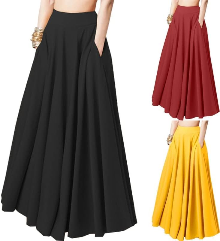 Faldas De Cintura Alta Con Tampado Vintage Bohemio, Faldas Acampanadas Holgadas Y Plisadas De Ocio, Falda Larga Elegante Para Ir Al Trabajo En Verano / Faldas