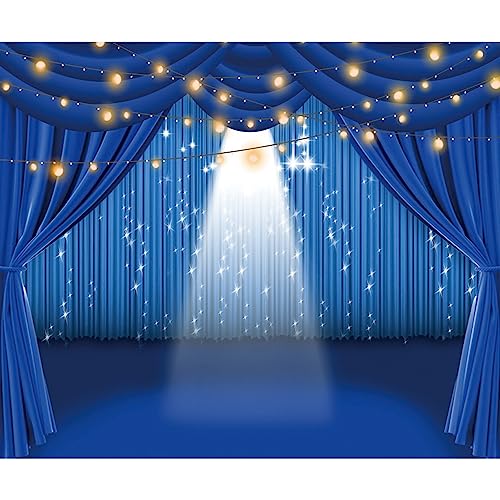 Renaiss 1.8x1.2m Telón de Fondo de Escenario de Teatro Cortina Azul Escenario Fondo de fotografía de Vinilo Fiesta de cumpleaños Festival Celebración Decoración Niños Retratos Foto Video Props