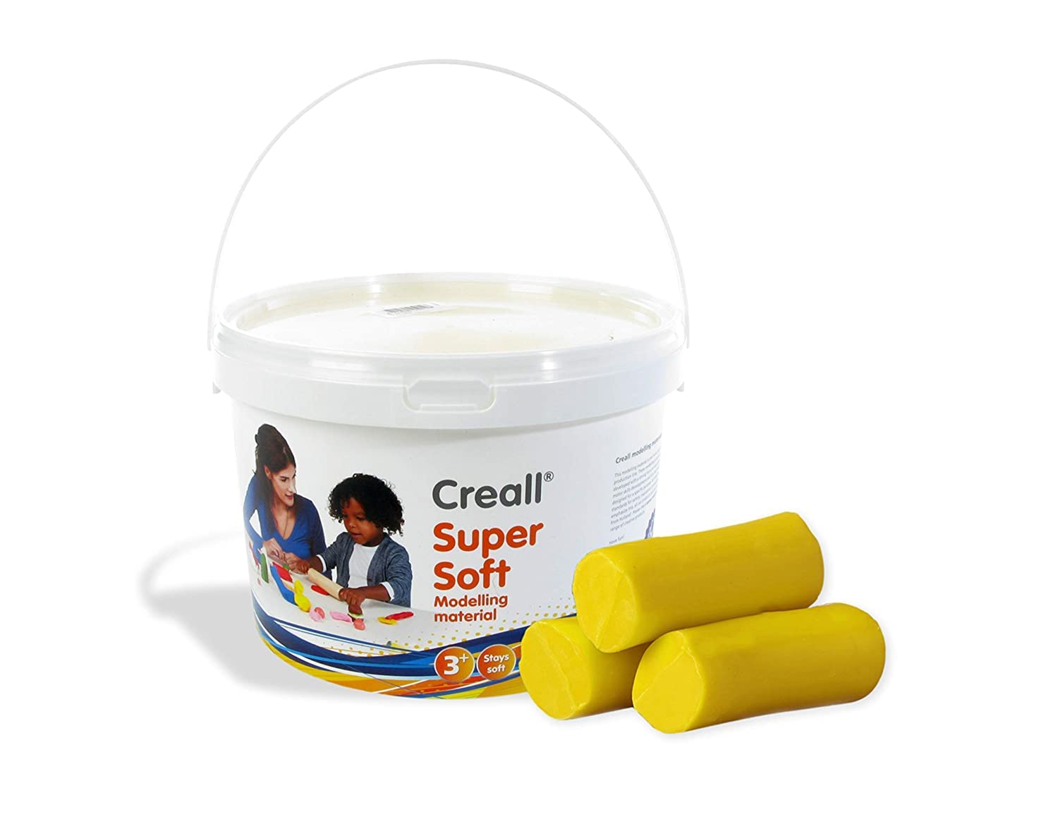 Creall Supersoft Masa Plastyczna Żółta 1750 g w Wiaderku | Supermiękka, Trwała Masa | Na Bazie Wosku, Nie Wysycha | Dla Dzieci i Dorosłych | Produkt Holenderski