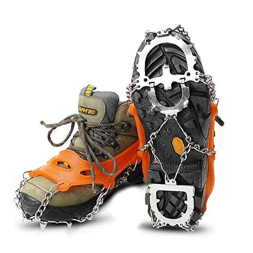 AOTU Traction Cleats, Horseshoe Ice Snow Grips Crampons for Footwear with 12 Stainless Steel Spikes for Walking, Jogging, Climbing, Hiking on Snow and Ice