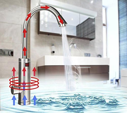 Electric Water Taps,TopSer Pro 220V Tankless Electric Heater Kitchen Taps,360 Degree Rotate Cold and Hot Water Tap with Lcd Display for Kitchen,Bathroom,Washroom [British Standard Plug]