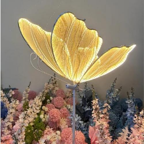Lámpara de pie de Mariposa para Boda, Luces LED de decoración romántica con Forma de Mariposa, luz Luminosa con Forma de Mariposa, para Bodas, Fiestas y Otros Eventos,1pcs/Gold/Warm Light