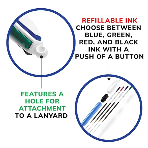 BIC 4-Color Retractable Ballpoint Pens with 1.0 mm Medium Point and Assorted Ink Colors, 12-Count Pack