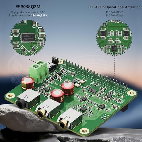 InnoMaker Raspberry Pi HiFi DAC Pro HAT ES9038Q2M Audio Card PCM DSD Lossless High Resolution Digital-to-Analog Converter Adapter for Raspberry Pi 5 4 3B+ 3B Zero w Zero