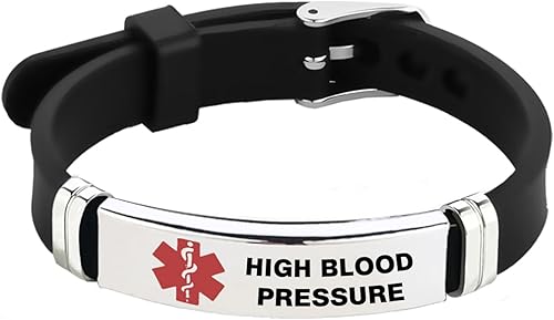 Miniatura 11 de TGLS Pulsera de identificación de alerta médica roja para mujeres y hombres de emergencia de primeros auxilios de alerta sanitaria grabada con láser