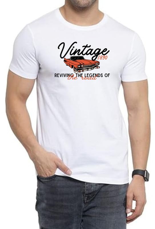 Vintage (BLK) White Men Round Neck T-Shirt-picture-47