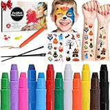 Set Truccabimbi, 12 Colori per Body Painting, Sicuro per Pelli Sensibili e Gravidanza, Ideale per Carnevale, Halloween, Natale, Cosplay, Trucco Lavabile, Regalo per Bambini