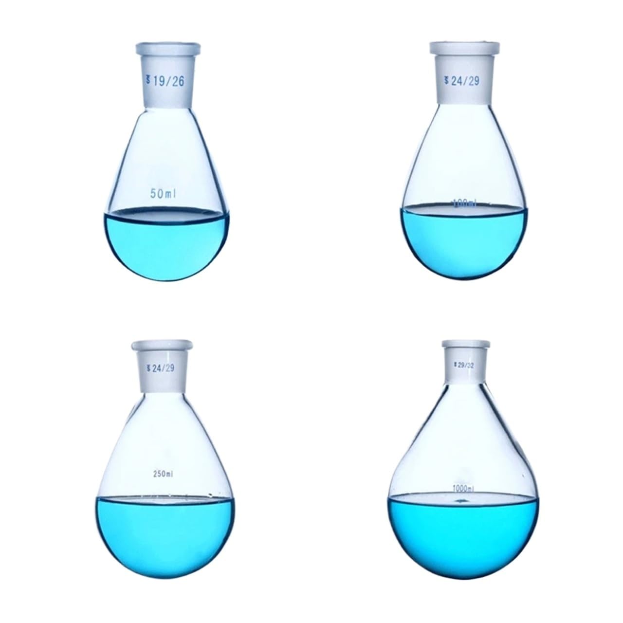Matraz Erlenmeyer Graduado de Borosilicato, Matraz de Fondo Redondo de una Sola Boca de 5 a 1000 ml 14/23 19/26 29/32 for Laboratorio(50ml 24-29)