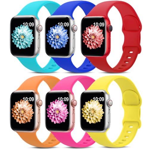 Image of 6 Pack Sport Bands Compatible with Apple Watch Band 38mm 40mm 41mm 42mm 44mm 45mm 49mm 46mm for Women Men,Silicone Waterproof Strap for iWatch Apple Watch Series 11 10 9 Ultra 8 7 6 5 4 3 2 1 SE