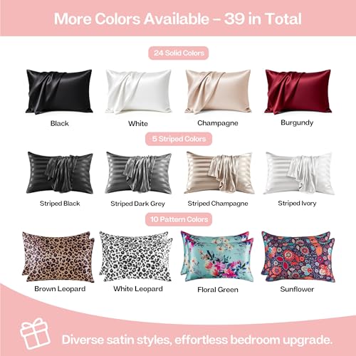 Image of MR&HM Satin Pillowcase for Hair and Skin, Silk Satin Pillowcase 2 Pack, King Size Pillow Cases Set of 2, Silky Pillow Cover with Envelope Closure (20x40, Blush)