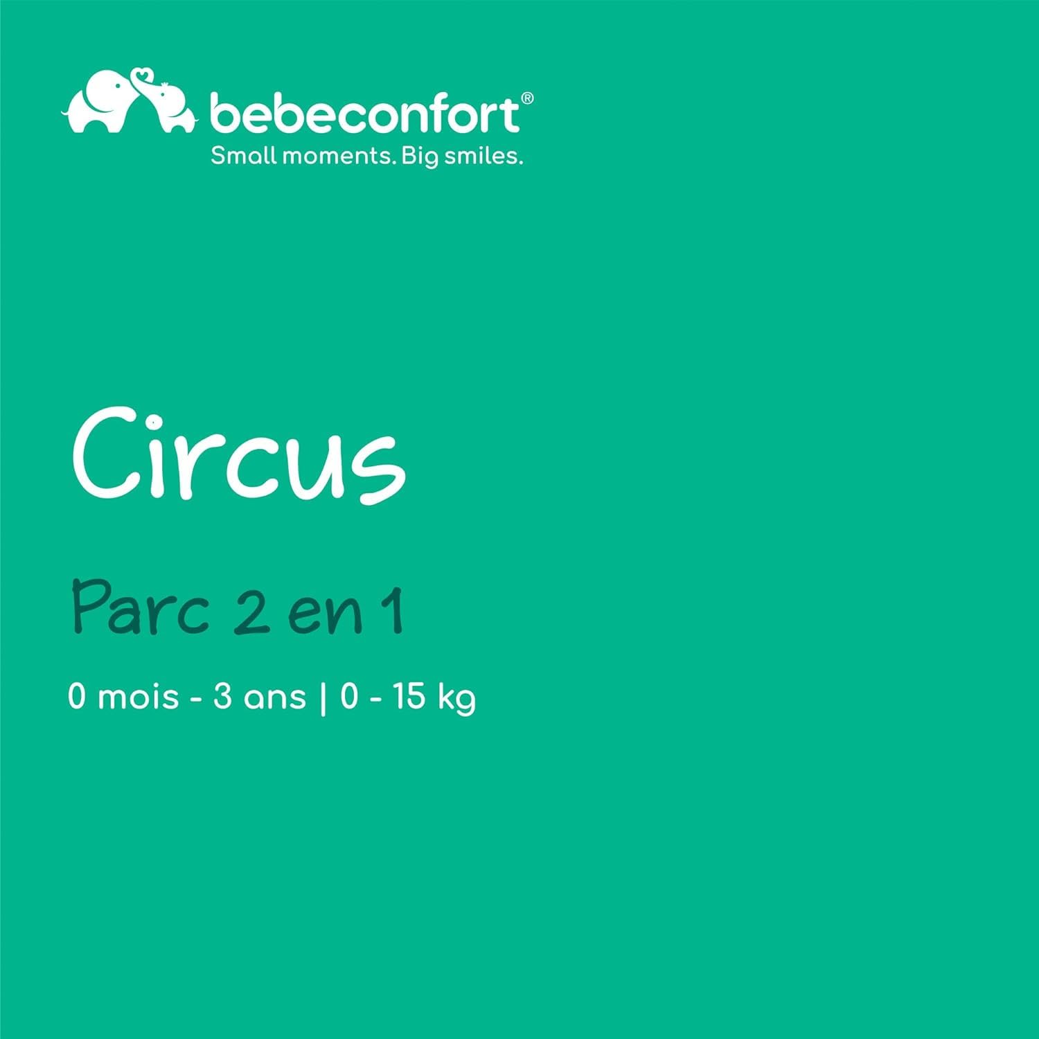 Bebeconfort Circus, Solution 2-en-1 Parc bébé et Lit parapluie, Lit de voyage compact, De la naissance à 3 ans, jusqu'à 15 kg, Mineral Graphite