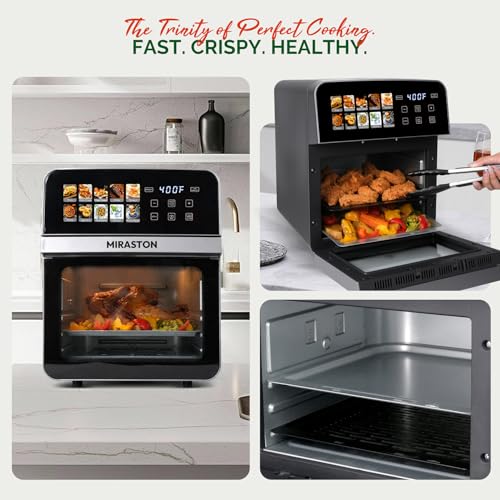 Image of 10QT Air Fryer Toaster Oven Combo with 10 Presets, Family Size Compact Oven for Roasting Whole Chicken /Double Cooking, Stainless Steel Interior, Easy Clean, Includes 2 Accessories & Recipe