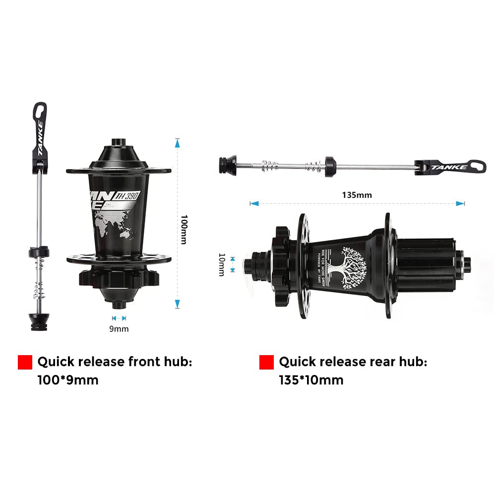 Benkeg mozzo della Bicicletta,Mozzo Bici MTB Set mozzo Anteriore e Posteriore per Bicicletta Mountain Bike 36 Fori 6 Cuscinetti con sgancio rapido