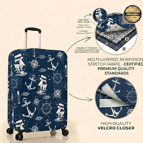 Image of Printed Luggage Cover for Traveling Bag & Suitcase - Stretchable & Scratchproof Trolley Protector with Velcro Lock & Lightweight Washable Material(Suitcase Not Included, Only Cover in Product)