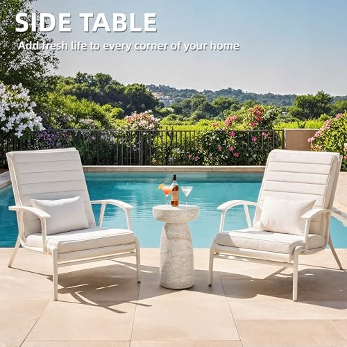 Ultym 24\" Large Side Table Outdoor, Modern Geometric Pedestal End Table, Multi-Functional & Decorative Coffee Table, Accent Table, Planter Stand for Garden Patio Porch Balcony or Living Room Decor