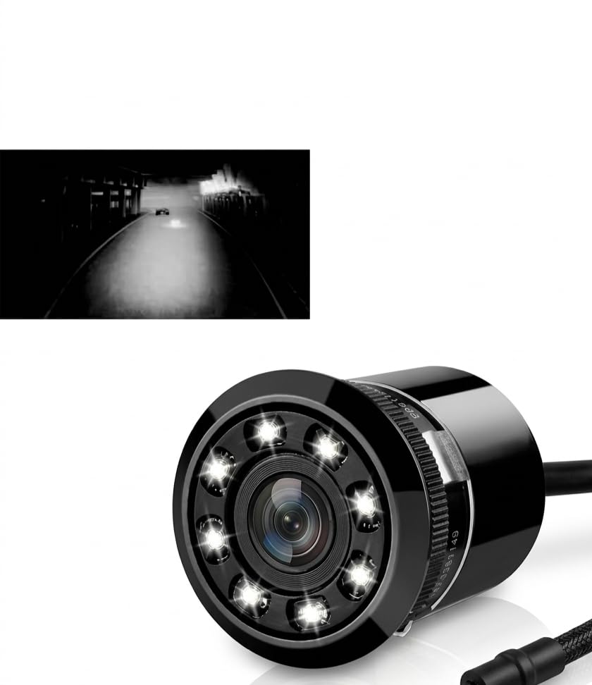 Car Rear View Backup Camera with 8 LED Night Vision, Waterproof Reverse Parking Camera with 170° Wide Angle, Includes Power Cable and Video Cable-image-44