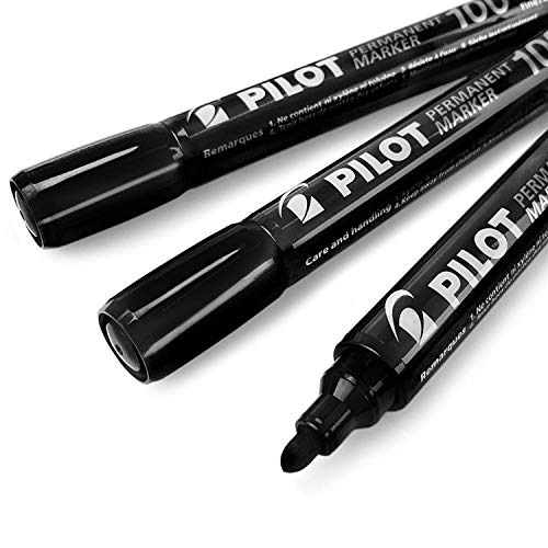 Pilot Sca-100 Bullet Point Permanent Marker Pen - 4.0mm-4.5mm Tip Black Set of 3