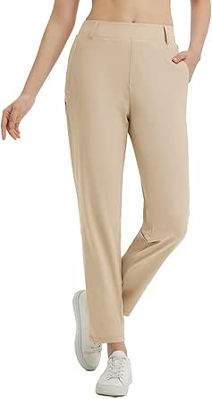 Baleaf Women's Golf Pants with Belt Loops and Zipper Pockets, UPF 50+