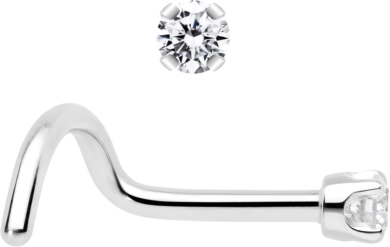 Body Candy 14k Solid Gold Nose Ring Studs -2mm Moissanite Right Side Nose Ring 18 Gauge 20 Gauge Real Gold Nose Ring Piercing Jewelry - 14 K Gold Nose Stud, Nose Piercings, Gold Nose Studs for Women, Men