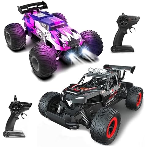 Sjpzwcrl Black and Purple Rechargeable Remote Control Car Toys: RC Cars Kids Toys for Boys, 2.4Ghz RC Tuck Cover