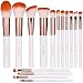 BS-MALL Premium Synthetic Kabuki Makeup Brush Set Cosmetics Foundation Blending Blush Eyeliner Face Powder Brush Makeup Brush Kit (15pcs, White Rose)
