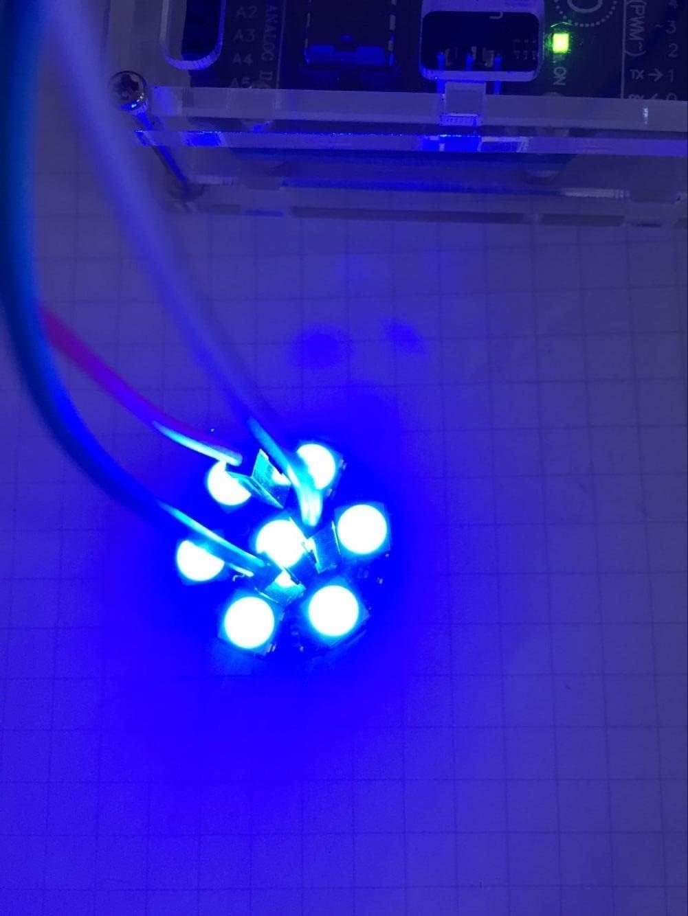 Wiring diagram showing a WS2812B LED ring connected to an Arduino board.