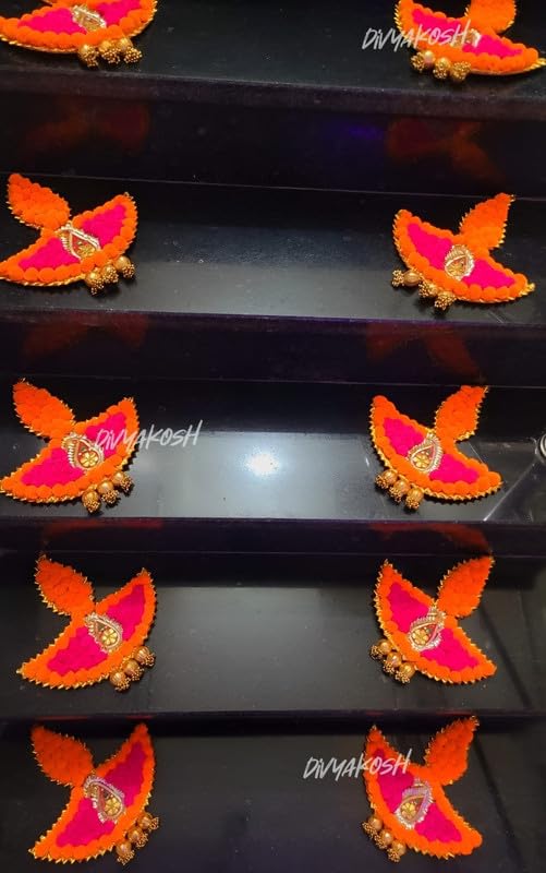 Image of Divyakosh Pom-Pom Theme Rangoli Mats for Stairs Decoration, Floor /Balcony /Living Room Decor, Set of 10 Pcs, Decorative Diya, Diwali Gift Diya, Candles, Home Decoration Tea Lights