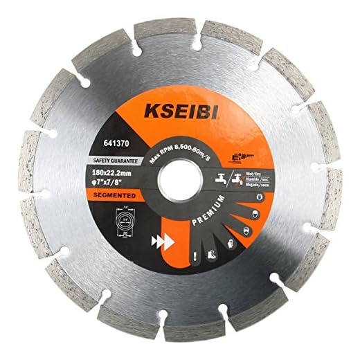 KSEIBI 641370 Premium 7 Inch Dry Wet Cutting Segmented Diamond Saw Blade with 7/8 Inch Arbor for Concrete Stone Brick Masonry