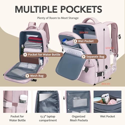 Xkdoai Handgepäck Rucksack 40x30x20 für Ryanair Unter Sitzplatz Handgepäck Tasche Damen Klein Reisetasche Flugzeug Reiserucksack Travel Backpack Luggage Travel Bag