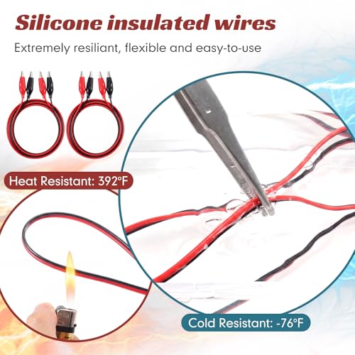 Image of EBOOT 10 Pcs Alligator Clips Electrical, 40 Inches Test Leads with Alligator Clips, Double-ended Jumper Wires for Electrical Testing, Circuit Connection, Experiment