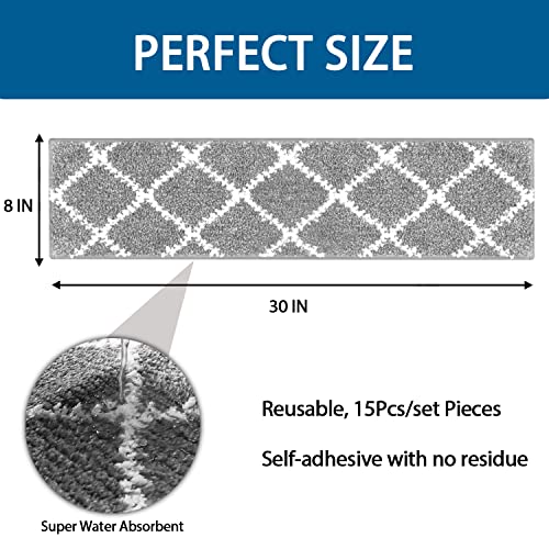 Non Slip Carpet Stair Treads - For Wooden Steps With Double Adhesive Tape Set Of 15, Grip Tape Anti Slip Tape For Stairs, Indoor Stair Carpet Covers Runner Rugs Mats, 8"X30" #TOP2