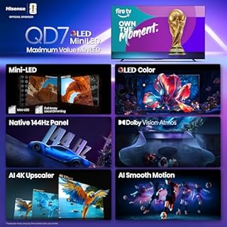 Hisense 75" QD7 Mini-LED 4K Smart Fire TV - QLED, 144Hz, HDR10+, Dolby Vision/Atmos, Game Mode Pro, Alexa Built-in (75QD7QF)