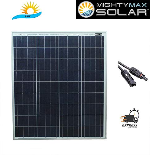 Mighty Max Battery 80 Watt 12 Volt Waterproof Polycrystalline Solar Panel Charger Br