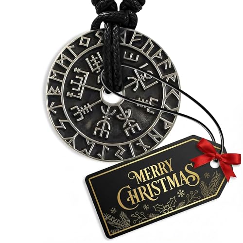 Viking Gifts for Men – Double-Sided Viking Necklace for Men with Rune Compass Pendant – Norse Amulet-Inspired Jewelry with 24