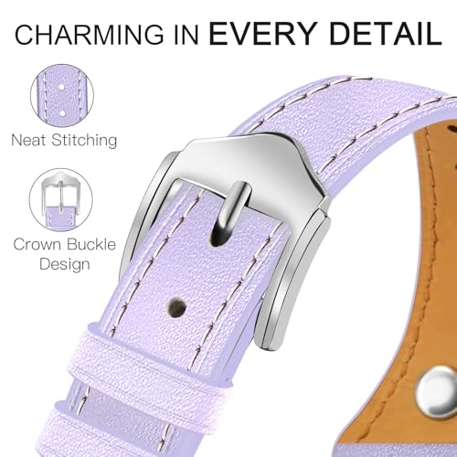 Image of JR.DM Slim Leather Bands Compatible with Apple Watch Band 38mm 40mm 41mm 42mm 44mm 45mm 46mm 49mm, Genuine Leather Band with Charms, Feminine Design for Iwatch Ultra SE Series 11 10 9 8 7 6 5 4 3 2 1