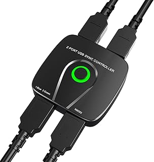 Lazmin112 2 in 1 USB Switch Selector, Multifunctional 2 in 2 Out USB Switcher for 2 Computers Share 2 USB Devices, KM USB Sync Switch Controller, for Win IOS