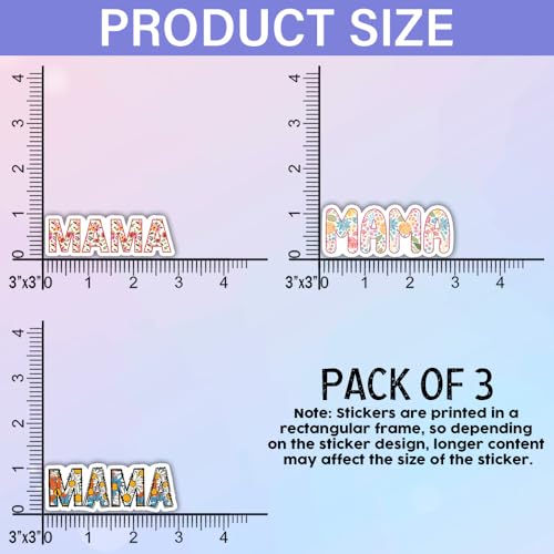 Image of SODAVA [3Pcs, 3 inchx3 inch] Floral Mama Sticker, New Mom Gift, Cute Floral Decal, Mothers Day Stickers, Waterproof Vinyl Decal, Gifts for Hard Hat, Car, Laptop, Helmet, Notebook, Cooler