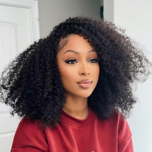 Ghaadd Kinky Curly Half Wig Human Hair 3 In 1