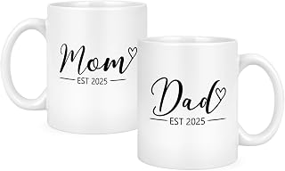 Cabtnca New Parents Gifts for Couples, Mom and Dad Gift, Mom And Dad Mugs Est 2025, Pregnancy Announcement Presents, Mommy To Be Gift, 11 Oz