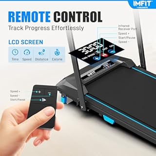 Tapis de marche IMFit Pro avec barre de maintien, inclinaison manuelle de 10 % | Tapis de course compacts jusqu'à 10 km/h pour la maison et le bureau - Conception économiseur d'espace - Équipement de