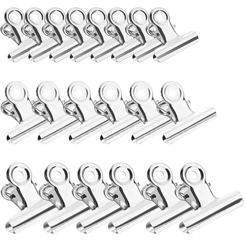 20 Piezas Pinzas Metalicas Bulldog, 30/50/65mm Clips Pinzas Binder Papeleria para Inicio Escuela Oficina Tienda (Plata)