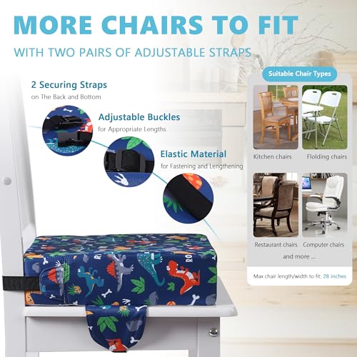 Image of Booster Seat for Kitchen Chair, Toddler Booster Seats for Dining Table with Adjustable Straps Portable for Travel Camping Eating, Booster Cushion for Table for Baby Child Infant Kid Boy Girl