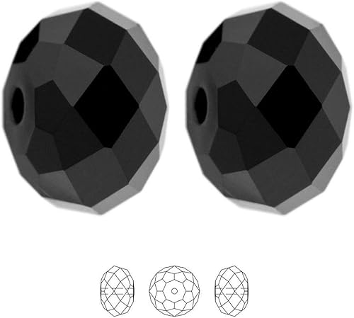 Miniatura 4 de 50 cuentas de cristal Rondelle sueltas facetadas de Adabele austriaco de 0.236 pulgadas, color negro azabache, compatible con cristales de Swarovski