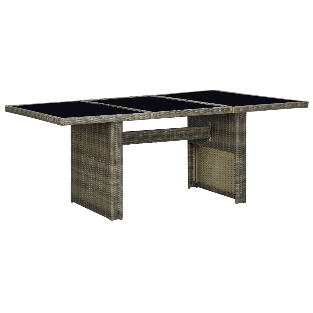 Mesa de jardín de poliratán marrón con tablero de cristal templado, 200 x 100 x 74 cm, resistente a la intemperie, marco de acero pulverizado, mesa para terraza, balcón, salón, exterior