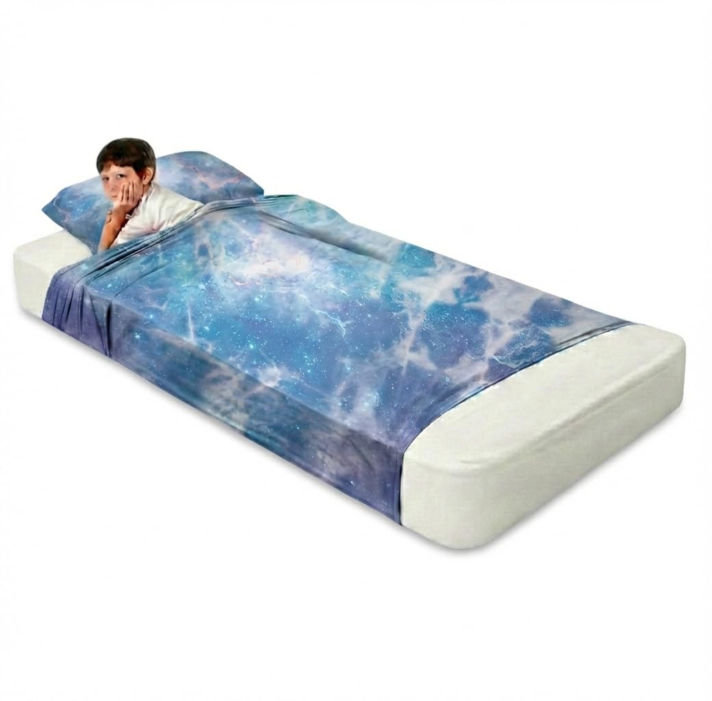 Deep Pressure Sensory Bed Sheet – [Twin] Sensory Compression Sheet Breathable Sleep Pod Blanket for Better Sleep Support – Calming Compression Blankets for Kids and Adults (Starlight Sky, Twin)