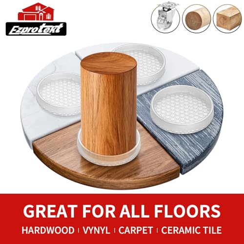 Image of Ezprotekt Non Slip Furniture Pads, 12 Pcs 2.5 inch Anti Skid Rubber Caster Cups, Round Furniture Coasters for Hardwoods Floors, Anti-Slip Grippers, Furniture Stoppers to Prevent Sliding (Clear)